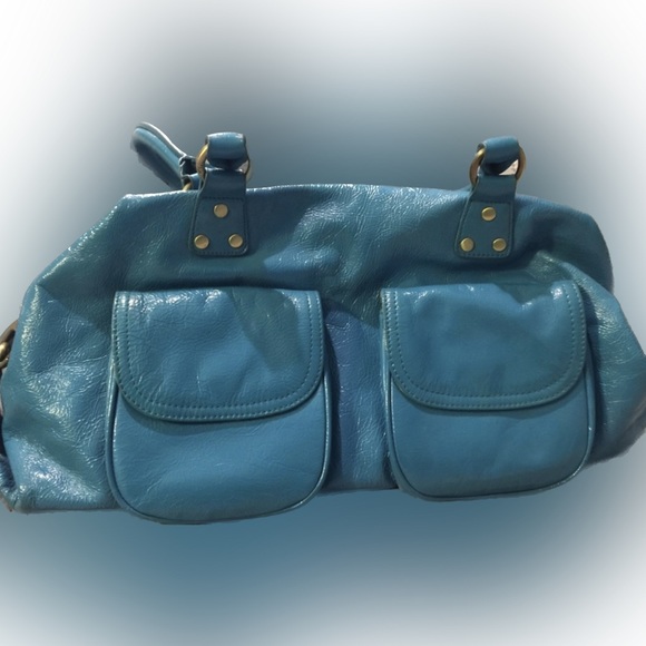 Turquoise patent leather purse - Picture 1 of 6